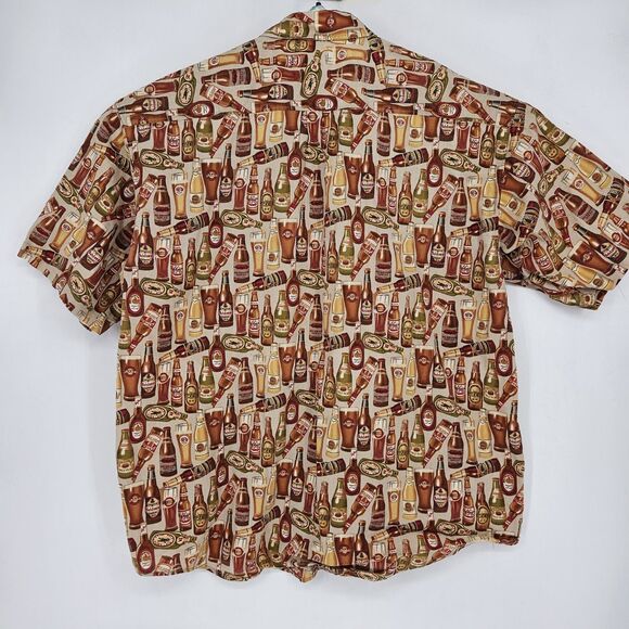 VTG Johnny Cotton Shirt Mens Extra Large Button Up Beers All Over Print USA XL‎ - Picture 3 of 9